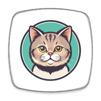 British Shorthair Chat Race Dessin animé Kawaii Animal - Magnet carré - blanc - Devant