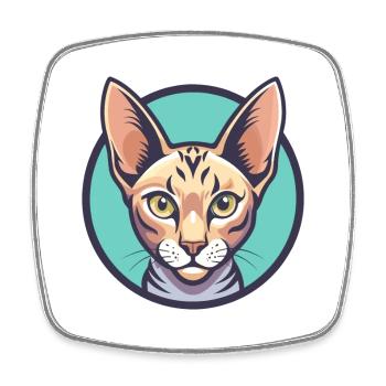 Egyptian Mau Cat Breed Cartoon Kawaii Animal Pet - Square fridge magnet - white - Front