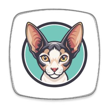 Cornish Rex Katzenrasse Karikatur Kawaii Tier Haustier - Viereckiger Kühlschrankmagnet - Weiß - Vorne