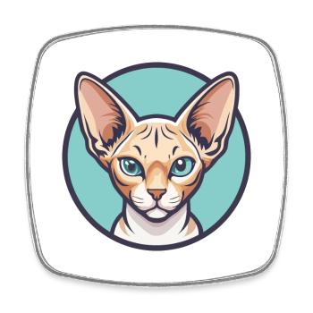 Devon Rex Cat Breed Cartoon Kawaii Animal Pet - Square fridge magnet - white - Front