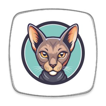 Korat Chat Race Dessin Animé Kawaii Animal Pet - Magnet carré - blanc - Devant