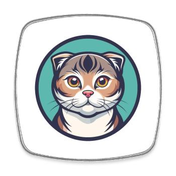 Scottish Fold Chat Race Dessin animé Kawaii Animal Pet - Magnet carré - blanc - Devant