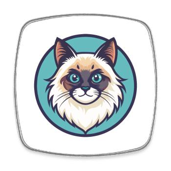 Ragdoll Chat Race Dessin Animé Kawaii Animal Pet - Magnet carré - blanc - Devant