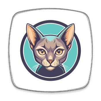 Chat bleu russe race dessin animé Kawaii animal de compagnie - Magnet carré - blanc - Devant