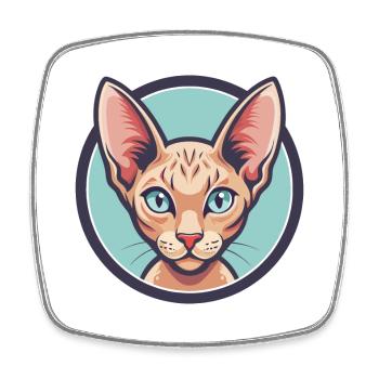 Rouge Devon Rex Chat Race Dessin animé Kawaii Animal Animal Pet - Magnet carré - blanc - Devant