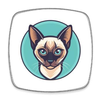 Siamkatze Rasse Karikatur Kawaii Tier Haustier - Viereckiger Kühlschrankmagnet - Weiß - Vorne
