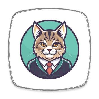 Scottish Straight Cat Breed Cartoon Kawaii Animal - Square fridge magnet - white - Front