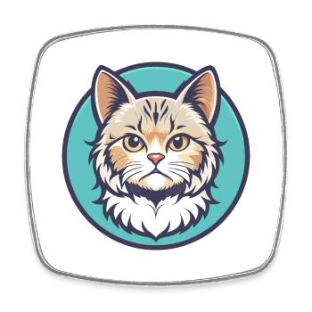 Selkirk Rex Katzenrasse Cartoon Kawaii Tier Haustier - Viereckiger Kühlschrankmagnet - Weiß - Vorne