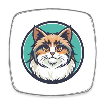 Ragamuffin Chat Race Dessin Animé Kawaii Animal Pet - Magnet carré - blanc - Devant
