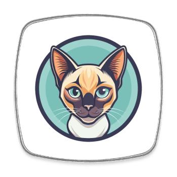 Chat thaïlandais race dessin animé Kawaii Animal Pet - Magnet carré - blanc - Devant