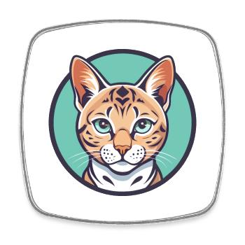 Schnee Bengal Katze Rasse Karikatur Kawaii Tier Haustier - Viereckiger Kühlschrankmagnet - Weiß - Vorne