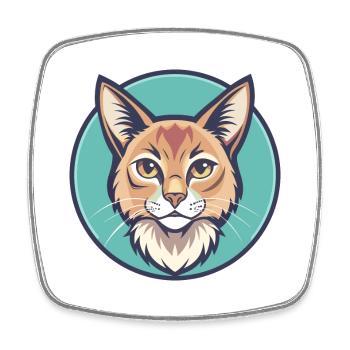 Chat Somali Race Dessin animé Kawaii Animal Pet - Magnet carré - blanc - Devant