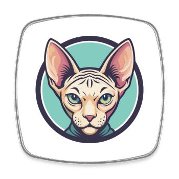 Sphynx Chat Race Dessin Animé Kawaii Animal Pet - Magnet carré - blanc - Devant