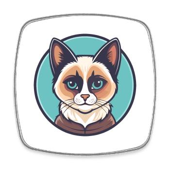 Snowshoe Cat Breed Cartoon Kawaii Animal Pet - Square fridge magnet - white - Front
