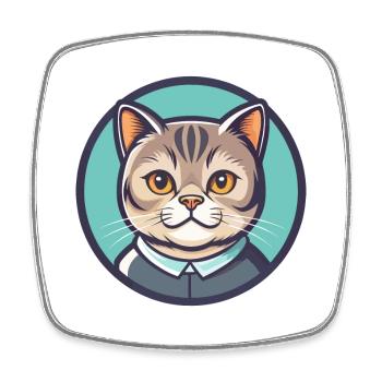 Scottish Shorthair Cat Breed Cartoon Kawaii Animal - Square fridge magnet - white - Front