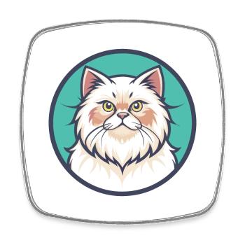 Blanc à poil long chat persan race dessin animé Kawaii - Magnet carré - blanc - Devant