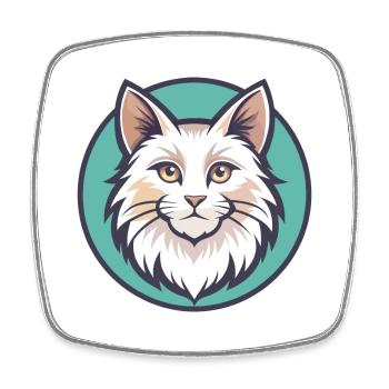 Angora turc Chat Race Dessin animé Kawaii Animal Animal Pet - Magnet carré - blanc - Devant