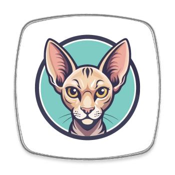 Orientalische Katzenrasse Karikatur Kawaii Tier Haustier - Viereckiger Kühlschrankmagnet - Weiß - Vorne