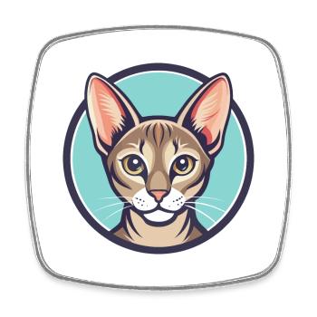 Singapura Katzenrasse Karikatur Kawaii Tier Haustier - Viereckiger Kühlschrankmagnet - Weiß - Vorne