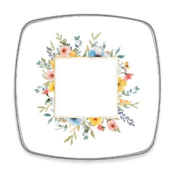 Floral design, square, customizable - Square fridge magnet - white - Front