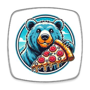 Pizza Bär Design - Viereckiger Kühlschrankmagnet - Weiß - Vorne