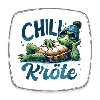 Chillige Kröte Schildkröte cool chillen Geschenk - Viereckiger Kühlschrankmagnet - Weiß - Vorne