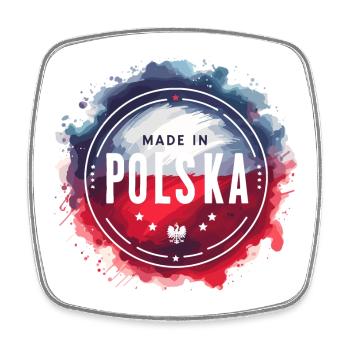 Made in Polska Poland Polish Red White Gift - Square fridge magnet - white - Front