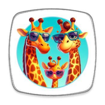 Cool giraffe family with sunglasses - Square fridge magnet - white - Front