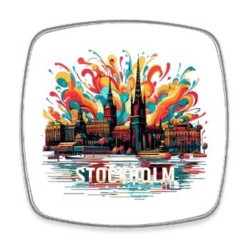 Stockholm Capital Sweden Gift - Square fridge magnet - white - Front