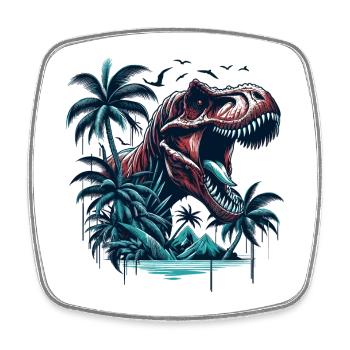 T-Rex Roars Dinosaur Dino Gift - Square fridge magnet - white - Front