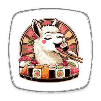 Sushi Lama Maki Geschenk - Viereckiger Kühlschrankmagnet - Weiß - Vorne