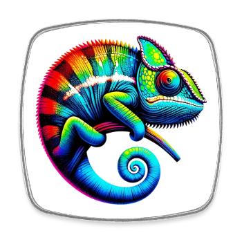 Chameleon - Square fridge magnet - white - Front