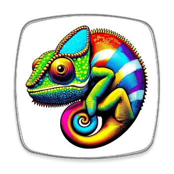 Chameleon - Square fridge magnet - white - Front