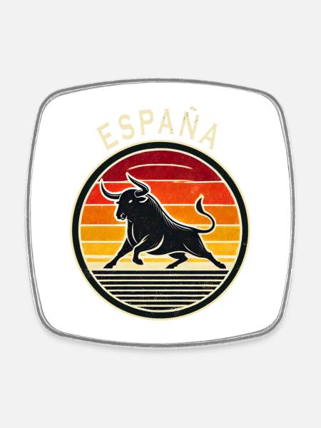 Espagne Taureau Design - Magnet carré - blanc