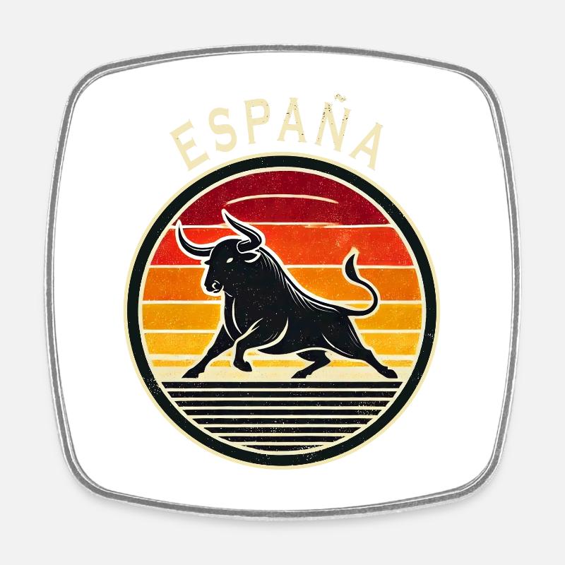 Espagne Taureau Design - Magnet carré - blanc