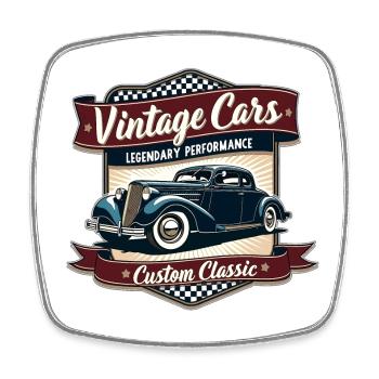 Vintage Automobil Retro Design - Viereckiger Kühlschrankmagnet - Weiß - Vorne