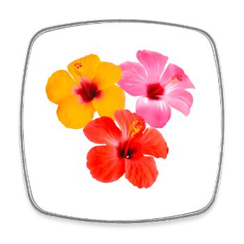 Hibiscus Trio - Tropical Flowers - Square fridge magnet - white - Front