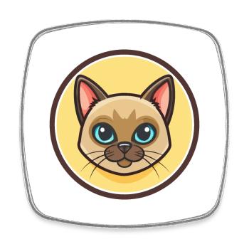 Burmesische Katze Rasse Karikatur Kawaii Tier Haustier - Viereckiger Kühlschrankmagnet - Weiß - Vorne