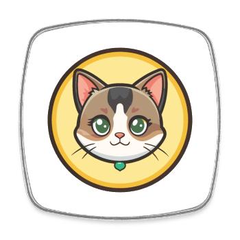 Verdünnte Kattunkatze Rasse Cartoon Kawaii Tier Haustier - Viereckiger Kühlschrankmagnet - Weiß - Vorne