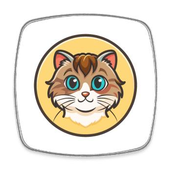 American Curl Chat Race Dessin Animé Kawaii Animal Pet - Magnet carré - blanc - Devant