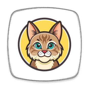 Bobtail américain Chat Race Dessin animé Kawaii Animal - Magnet carré - blanc - Devant