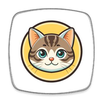 American Shorthair Cat Breed Cartoon Kawaii Animal - Square fridge magnet - white - Front