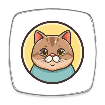 British Shorthair Chat Race Dessin animé Kawaii Animal - Magnet carré - blanc - Devant