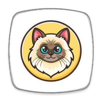 Birma Katze Rasse Karikatur Kawaii Tier Haustier - Viereckiger Kühlschrankmagnet - Weiß - Vorne