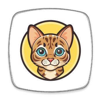 Bengalkatze Rasse Karikatur Kawaii Tier Haustier - Viereckiger Kühlschrankmagnet - Weiß - Vorne