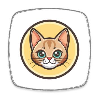 Burmilla Chat Race Dessin animé Kawaii Animal Pet - Magnet carré - blanc - Devant