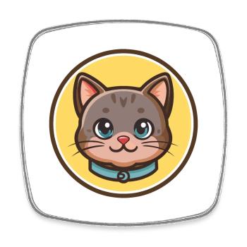 Chartreux Cat Breed Cartoon Kawaii Animal Pet - Square fridge magnet - white - Front