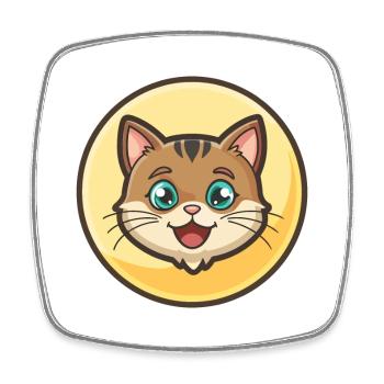 Chypre Chat Race Dessin Animé Kawaii Animal Pet - Magnet carré - blanc - Devant