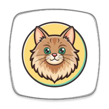 German Longhair Cat Breed Cartoon Kawaii Animal - Square fridge magnet - white - Front