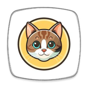 American Wirehair Cat Breed Cartoon Kawaii Animal - Square fridge magnet - white - Front